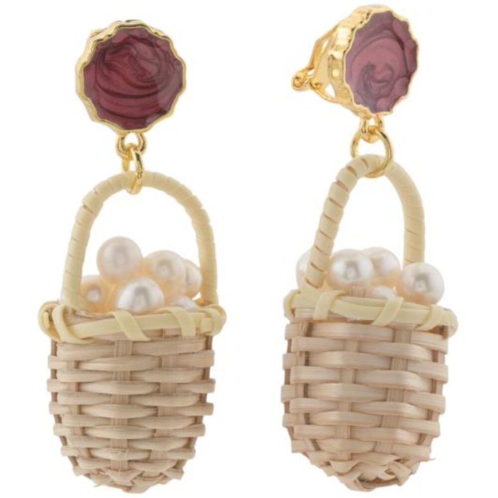 CHEFANIE Handmade Pearl Basket Earrings